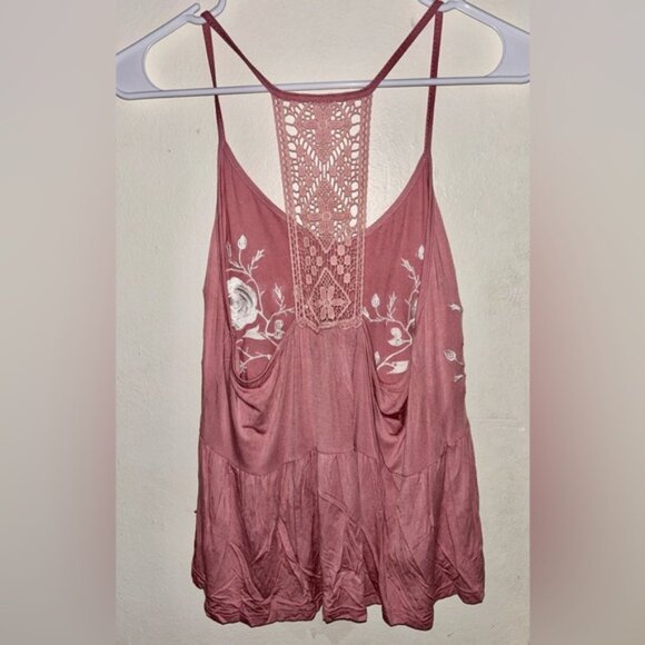 NWT POL Embroidered Lace-Back Women's Top - Pink - Picture 2 of 6